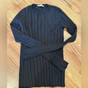 Everlane Black Ribbed Crew Neck Sweater